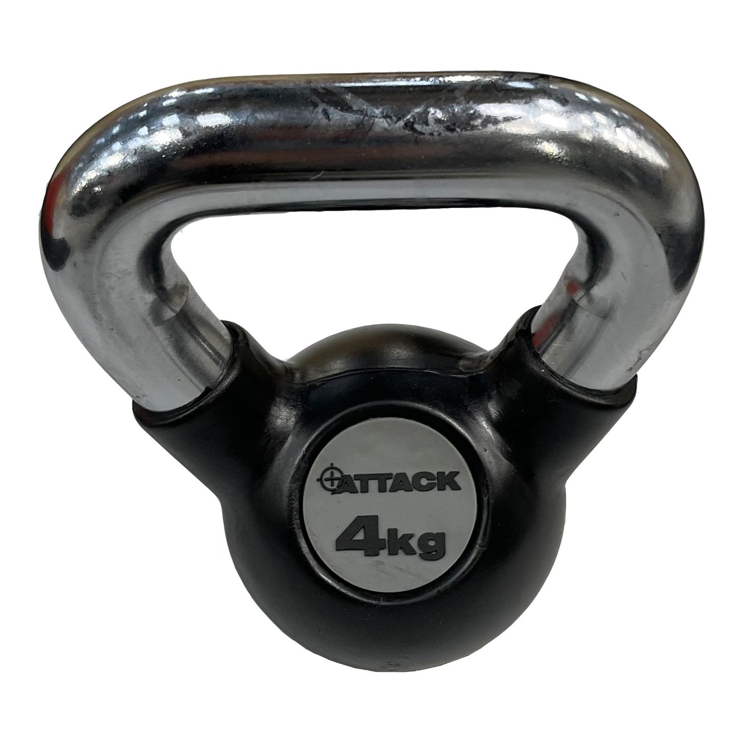 Attack Fitness Chrome Handle Rubber Kettlebell