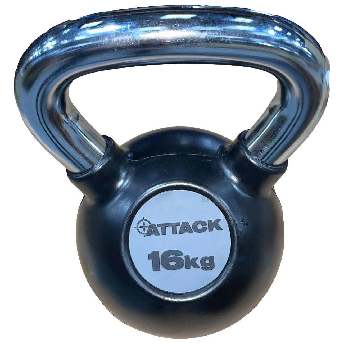 Attack Fitness Chrome Handle Rubber Kettlebell