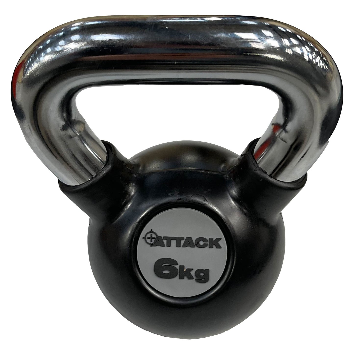 Attack Fitness Chrome Handle Rubber Kettlebell