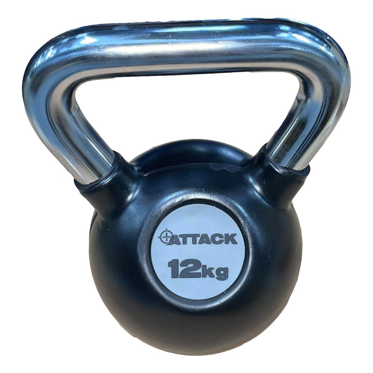 Attack Fitness Chrome Handle Rubber Kettlebell