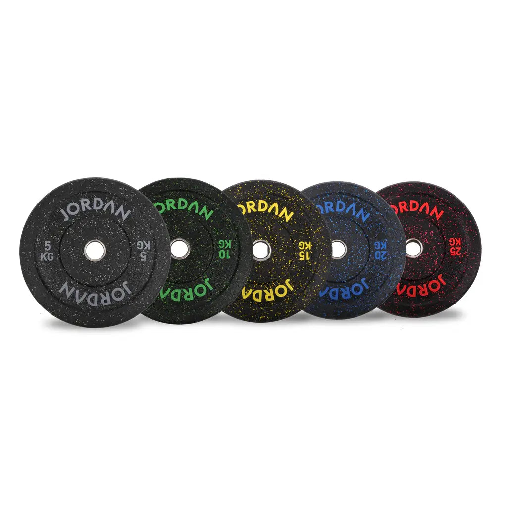 JORDAN 150kg Coloured Rubber Bumper Plate Set - 2x5kg, 2x10kg, 2x15kg, 2x20kg, 2x25kg
