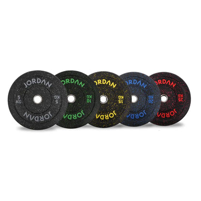JORDAN 150kg Coloured Rubber Bumper Plate Set - 2x5kg, 2x10kg, 2x15kg, 2x20kg, 2x25kg