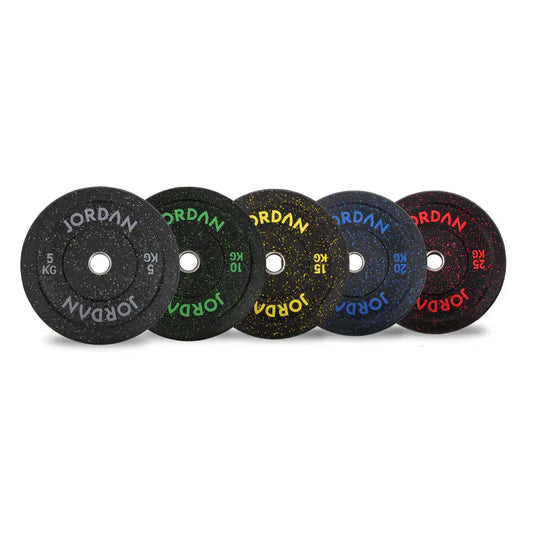 JORDAN 150kg Coloured Rubber Bumper Plate Set - 2x5kg, 2x10kg, 2x15kg, 2x20kg, 2x25kg
