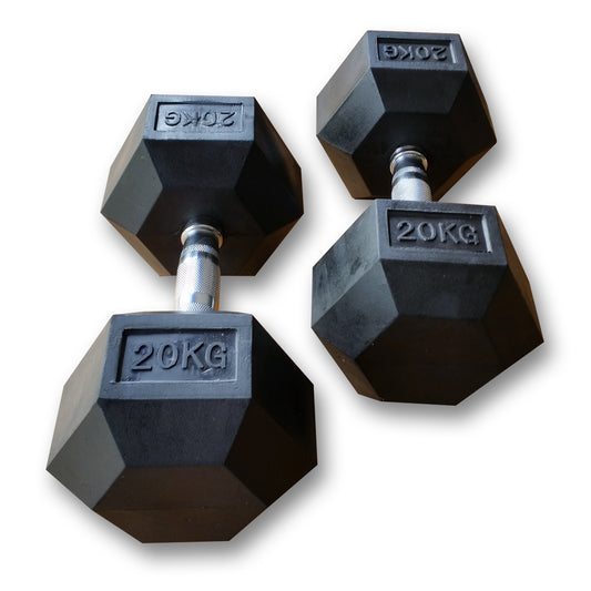 Hex Rubber Dumbbells Black